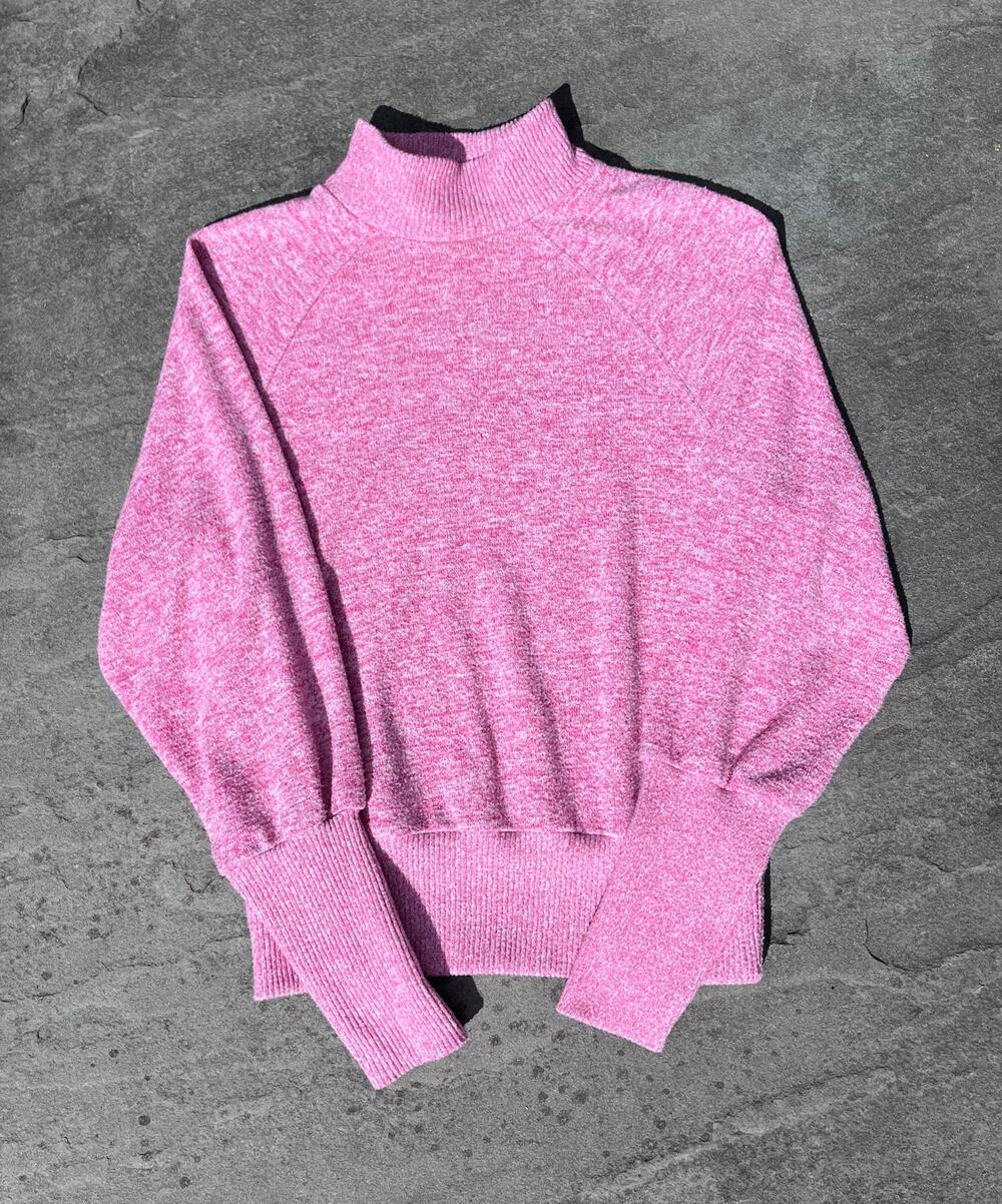 Maeve Anthropologie Pink Speckle Mock Neck Balloon Sleeve Sweater XS